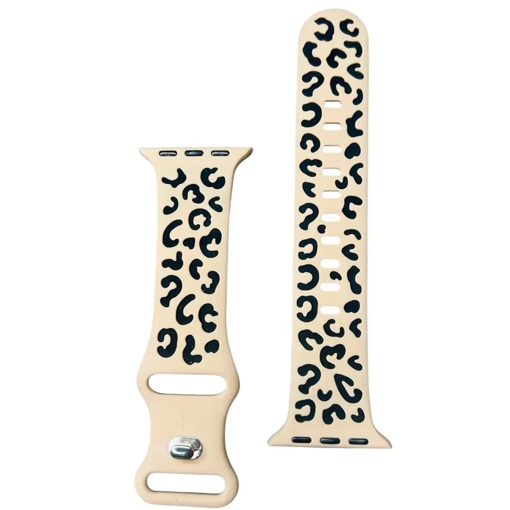 Leopard Apple Watch Band 38 40 Blush Pink Silicone Strap NEW